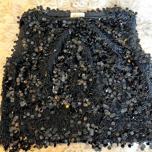 Vintage Heiser black chiffon and beaded blouse with side zipper